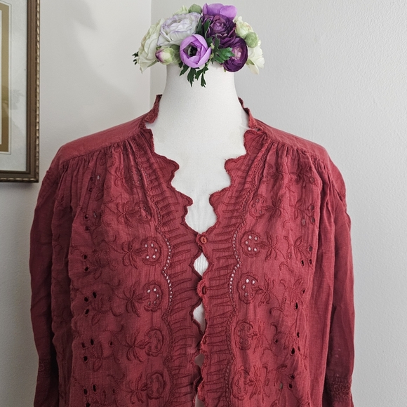 Free People Boho Embroidered Eyelet Top - Picture 3 of 15